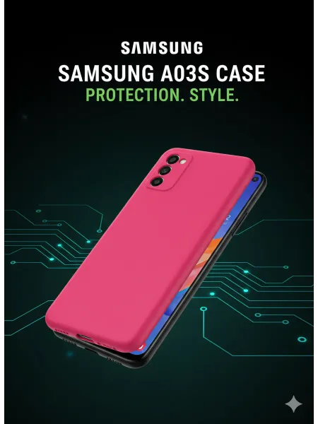 Чехол на Samsung A03S противоударный, ярко-розовый; розовый