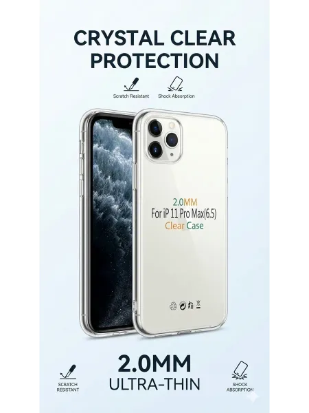 Чехол на iPhone 11 PRO MAX прозрачный, силиконовый